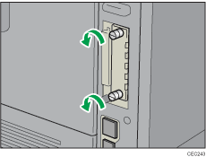 Illustrasjon av skriveren sett bakfra