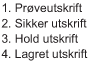 Prøveutskrift, sikker utskrift, hold utskrift, lagret utskrift