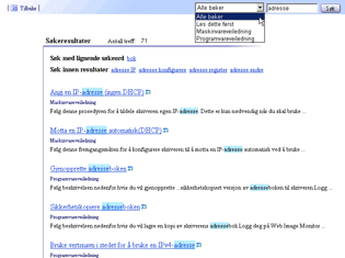 Visning av s&oslash;keresultat