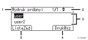 Ilustracja ekranu panela operacyjnego - wywołane funkcje z numeracją