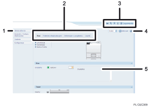 Ilustracja ekranu przeglądarki internetowej, z numerowanymi odnośnikami
