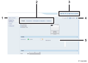 Ilustração do ecrã Web browser com numeração