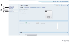 Ilustração do ecrã Web browser com numeração