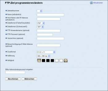 Web-Browser Bildschirmdarstellung