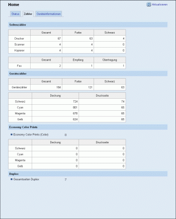 Web-Browser Bildschirmdarstellung