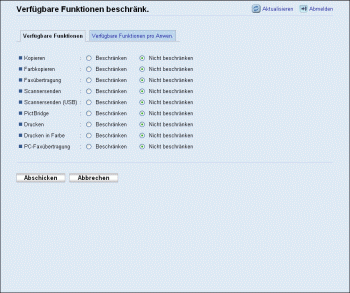 Web-Browser Bildschirmdarstellung