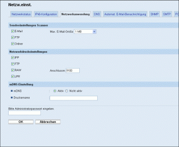 Web-Browser Bildschirmdarstellung