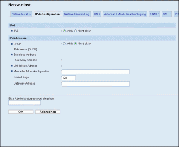 Web-Browser Bildschirmdarstellung