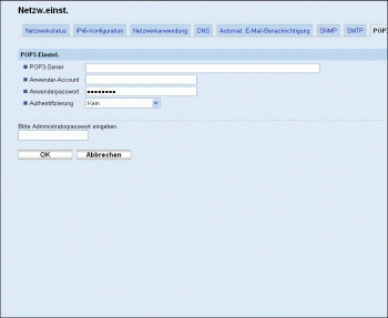 Web-Browser Bildschirmdarstellung