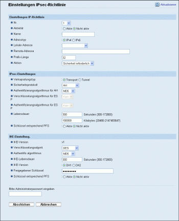 Web-Browser Bildschirmdarstellung