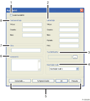 Numeroitu kuva sovelluksen näytöstä