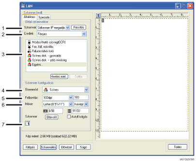 Az alkalmazás képernyőjének illusztrációja, számozott jelölés illusztrációja