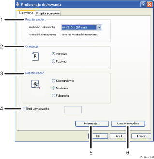 Ilustracja numerowanego wycinka obrazu ekranu aplikacji