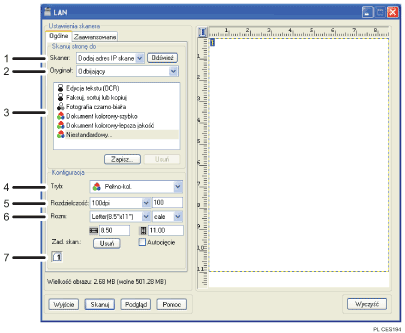 Ilustracja numerowanego wycinka obrazu ekranu aplikacji