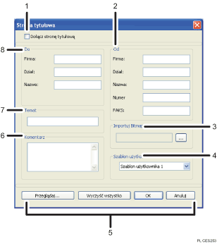 Ilustracja numerowanego wycinka obrazu ekranu aplikacji
