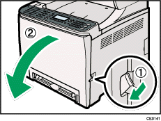 Ilustração da vista frontal do equipamento
