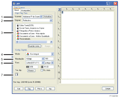 Imagem com numeração da imagem do ecrã da aplicação