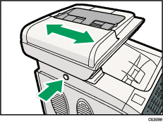 Illustration of button for sliding the ADF
