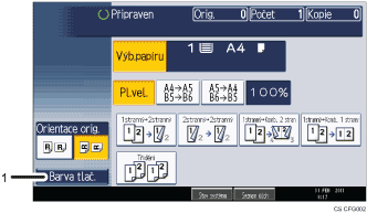 Číslovaná ilustrace ovládacího panelu zařízení