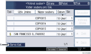 Číslovaná ilustrace ovládacího panelu zařízení