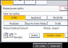 Ilustrace displeje ovládacího panelu
