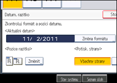 Ilustrace displeje ovládacího panelu