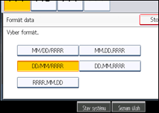 Ilustrace displeje ovládacího panelu