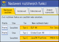 Obrázek displeje ovládacího panelu