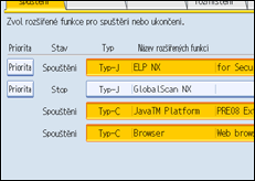 Obrázek displeje ovládacího panelu