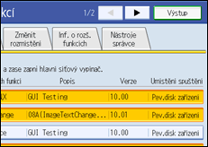 Obrázek displeje ovládacího panelu