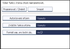 Ilustrace displeje ovládacího panelu