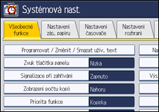 Ilustrace displeje ovládacího panelu