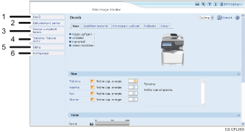Číslovaná ilustrace obrazovky webového prohlížeče