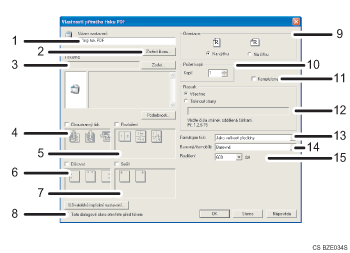 Číslovaná ilustrace obrazovky aplikace