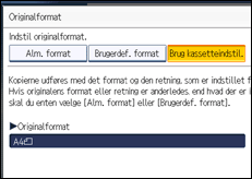 Illustration af skærmen på betjeningspanelet