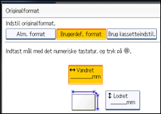 Illustration af skærmen på betjeningspanelet