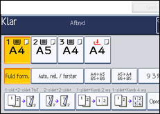 Illustration af skærmen på betjeningspanelet
