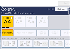 Illustration af skærmen på betjeningspanelet