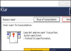 Illustration af skærmen på betjeningspanelet