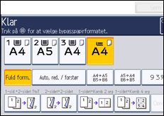 Illustration af skærmen på betjeningspanelet
