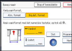 Illustration af skærmen på betjeningspanelet