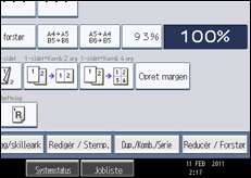 Illustration af skærmen på betjeningspanelet