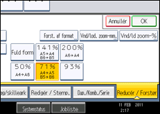 Illustration af skærmen på betjeningspanelet