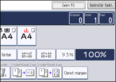 Illustration af skærmen på betjeningspanelet