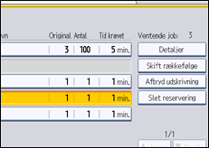 Illustration af skærmen på betjeningspanelet