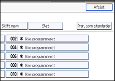 Illustration af skærmen på betjeningspanelet