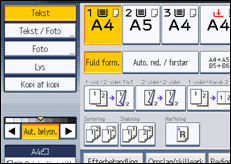 Illustration af skærmen på betjeningspanelet