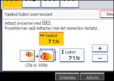 Illustration af skærmen på betjeningspanelet