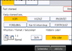 Illustration af skærmen på betjeningspanelet