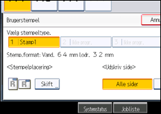 Illustration af skærmen på betjeningspanelet